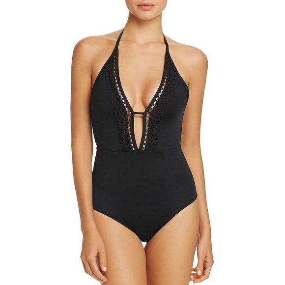 New. Laundry by Shelli Segal Black plunge swimsuit. Small. Retails $149 - Picture 2 of 10